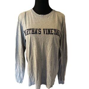 Martha’s Vineyard on Delta Pro Weight tag gray and blue in color long sleeve tee